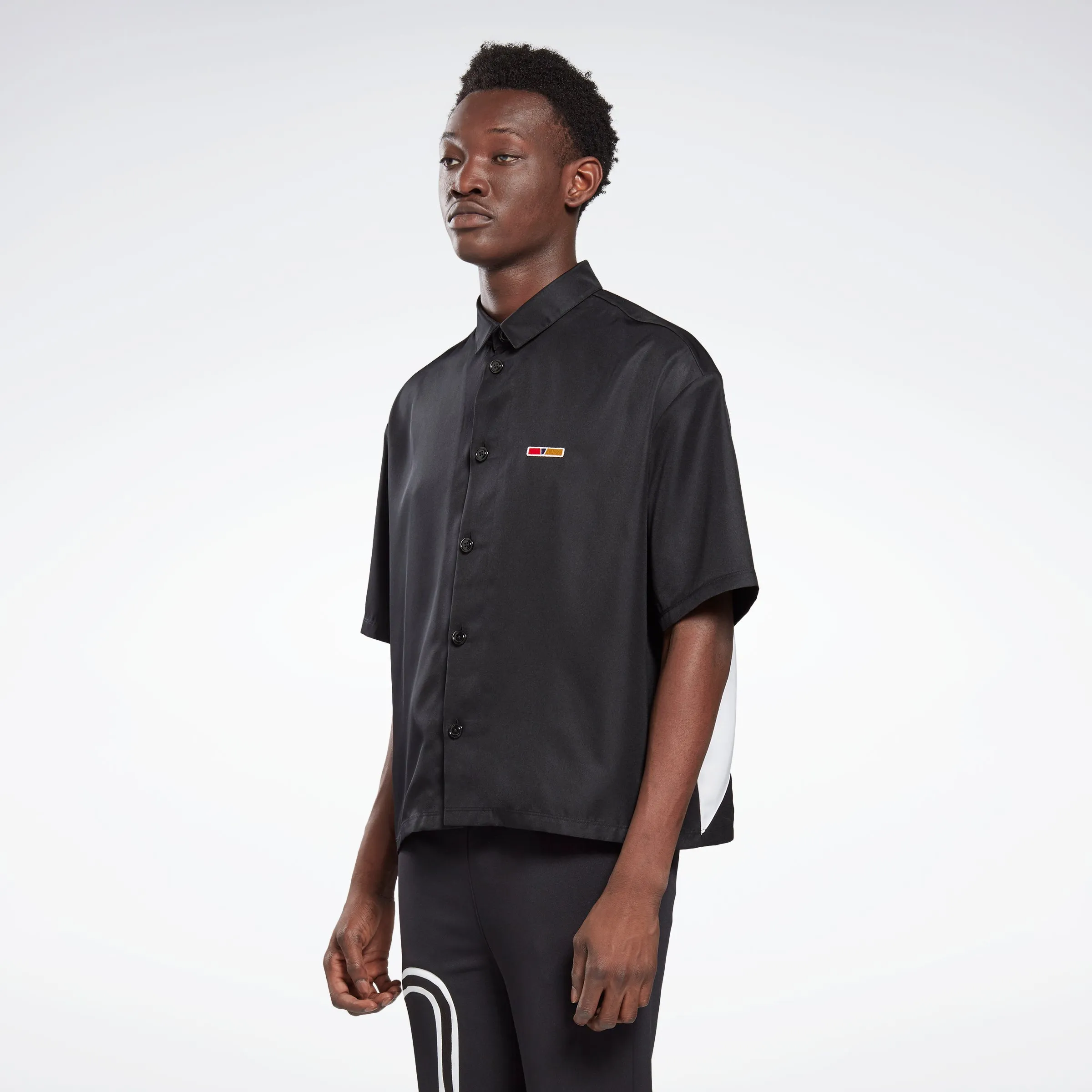 Reebok Apparel Men Reebok By Pyer Moss Short Sleeve Cropped Button-Down Shirt Black sold by Reebok product image thumbnail 2