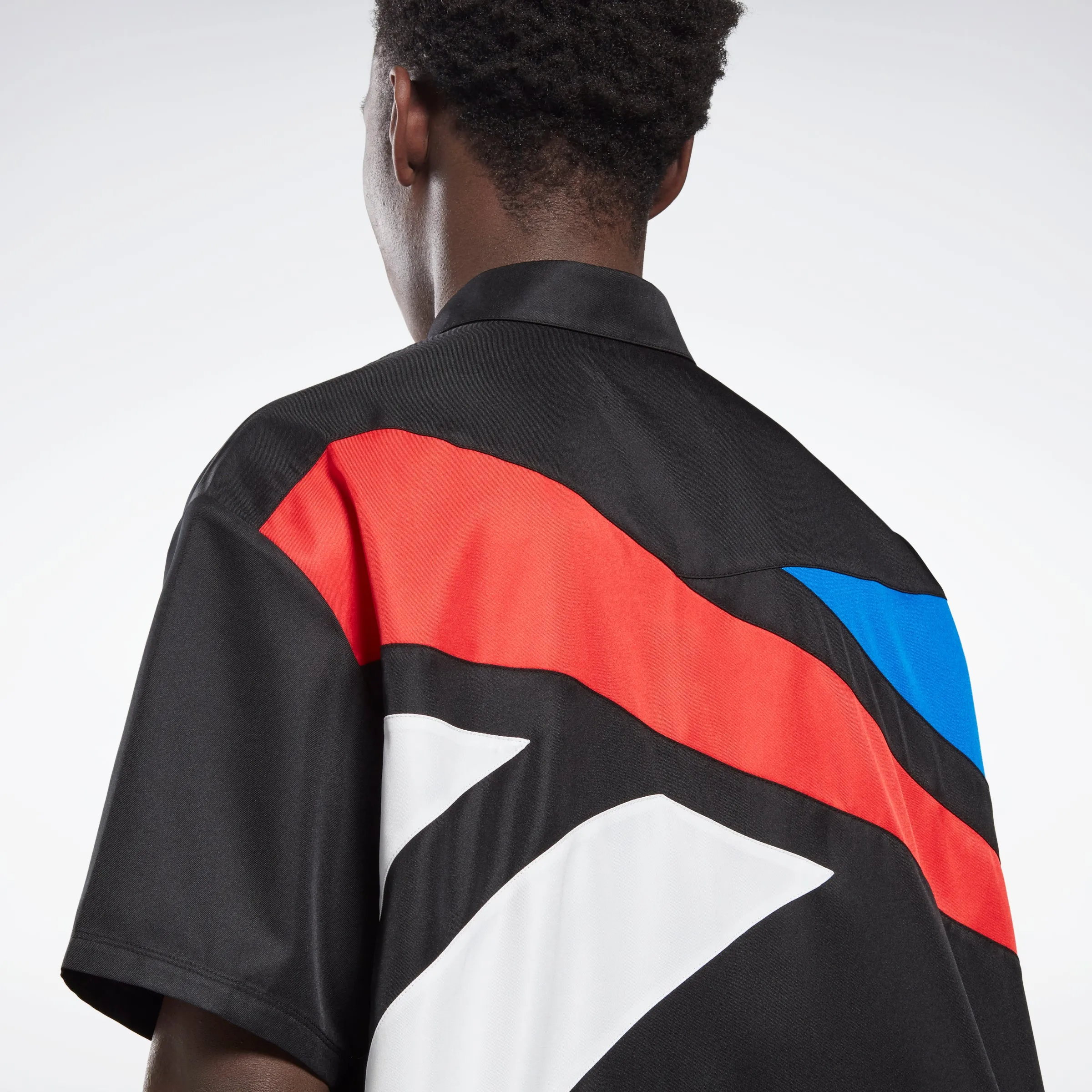 Reebok Apparel Men Reebok By Pyer Moss Short Sleeve Cropped Button-Down Shirt Black sold by Reebok product image thumbnail 4