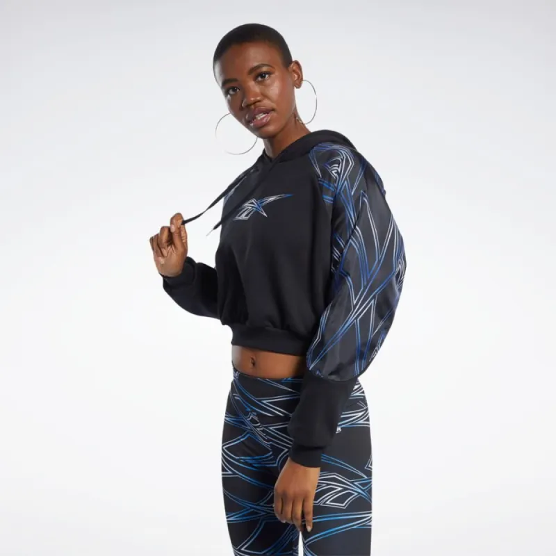 Reebok Apparel Women Classics Graphics Cropped Hoodie BLACK made by Reebok