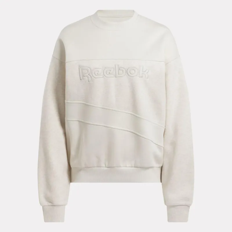 Reebok Apparel Women Classics Basketball Vintage Color Block Crew Hoodie BONE made by Reebok