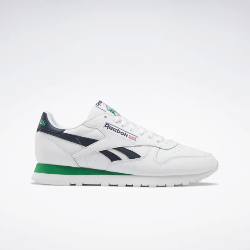 Reebok Footwear Men Classic Leather FTWWHT/VECNAV/GLEGRN sold by Reebok