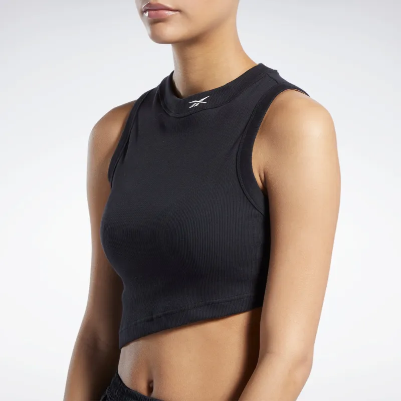 Reebok Apparel Women Classics Cropped Ribbed Tank Top Black sold by Reebok