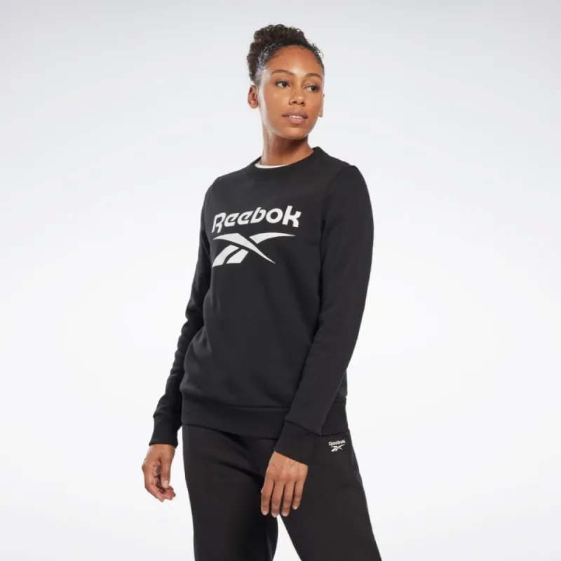 Reebok Apparel Women Reebok Identity Big Logo Fleece Crew Sweatshirt BLACK made by Reebok