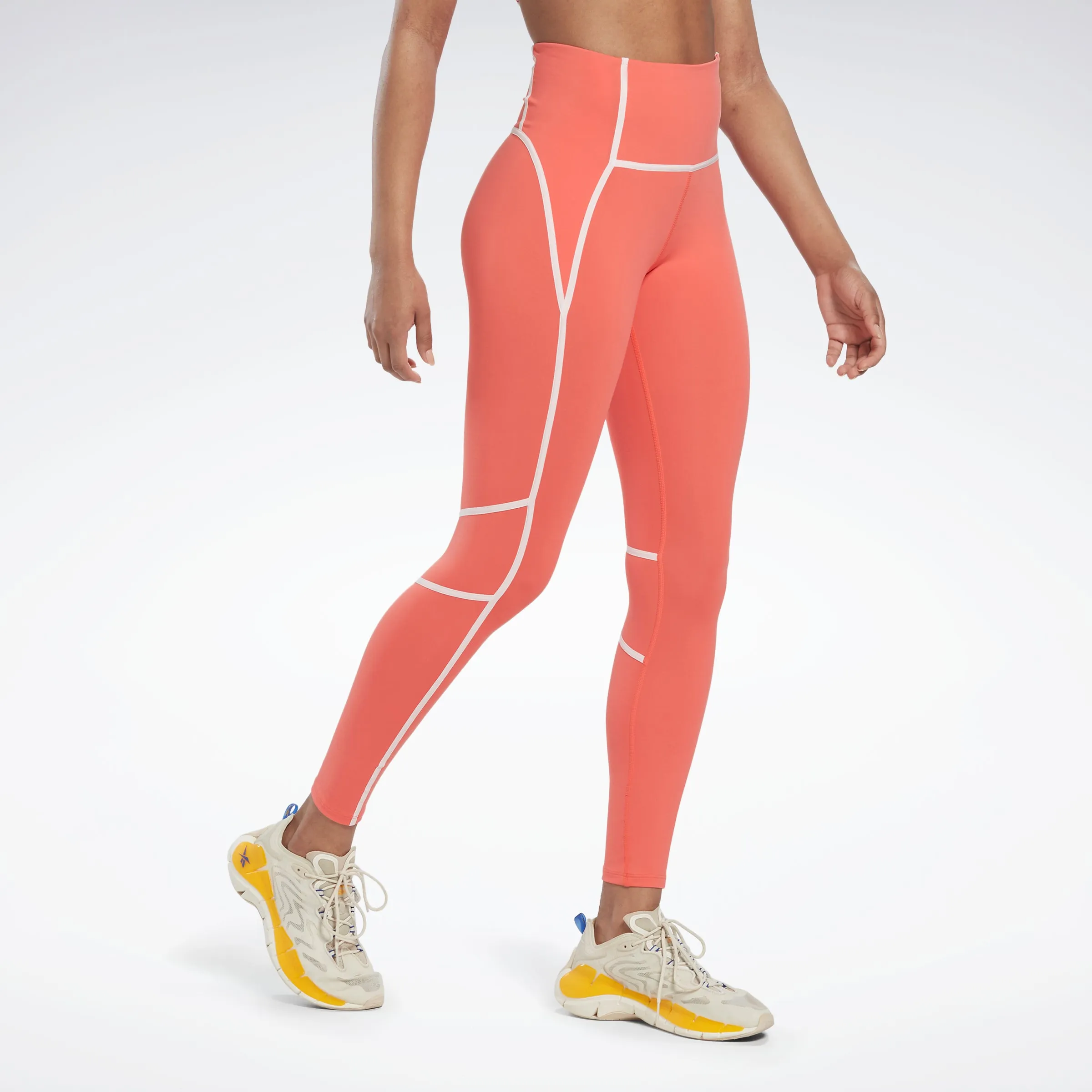 Reebok Apparel Women Lux High-Waisted Colorblock Leggings Smorfl sold by Reebok