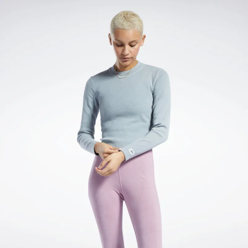 Reebok Apparel Women Classics Natural Dye Ribbed Long Sleeve Wrap Long-Sleeve Top Pugry3 made by Reebok