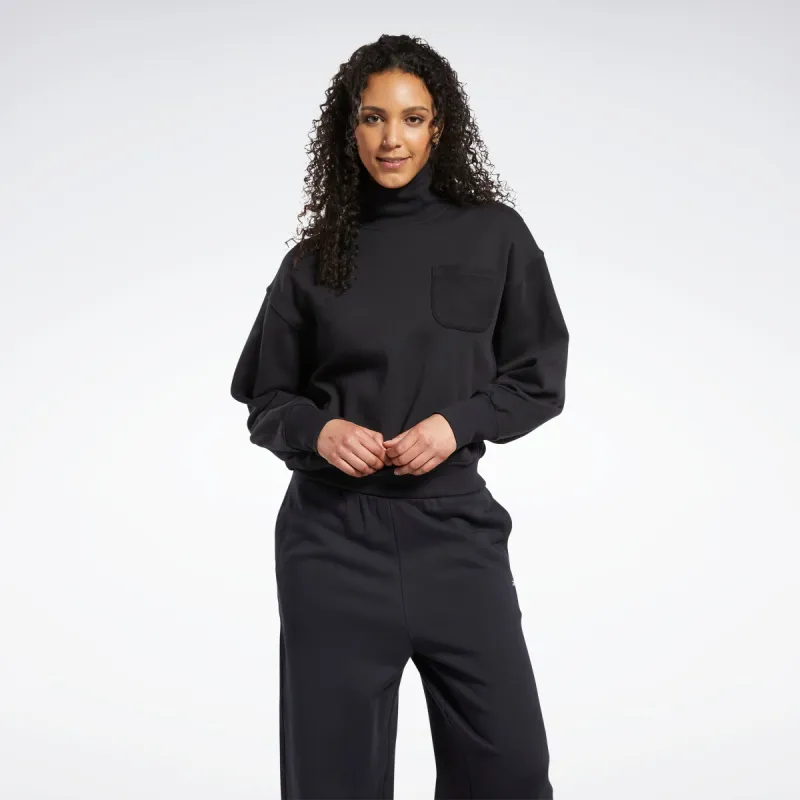 Reebok Apparel Women Classics Cotton French Terry Sweatshirt Black made by Reebok