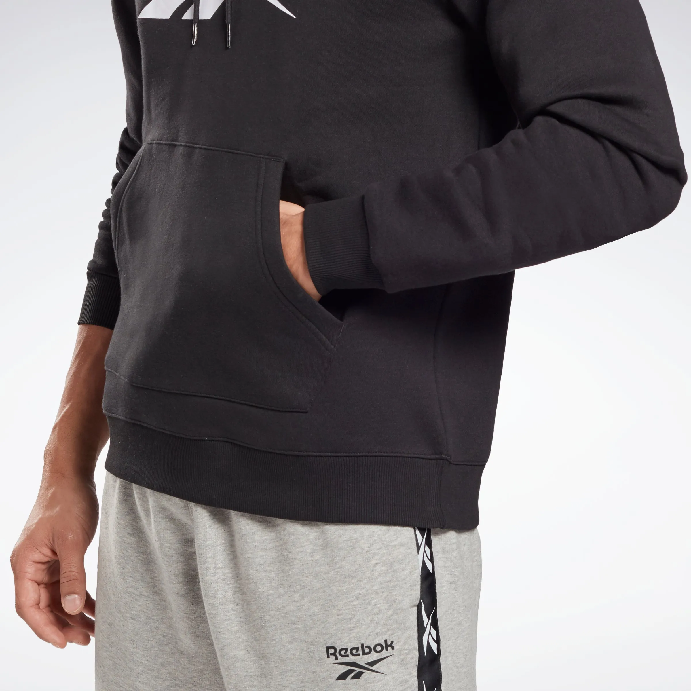 Reebok Apparel Men Reebok Identity Fleece Hoodie Black/White sold by Reebok product image thumbnail 5