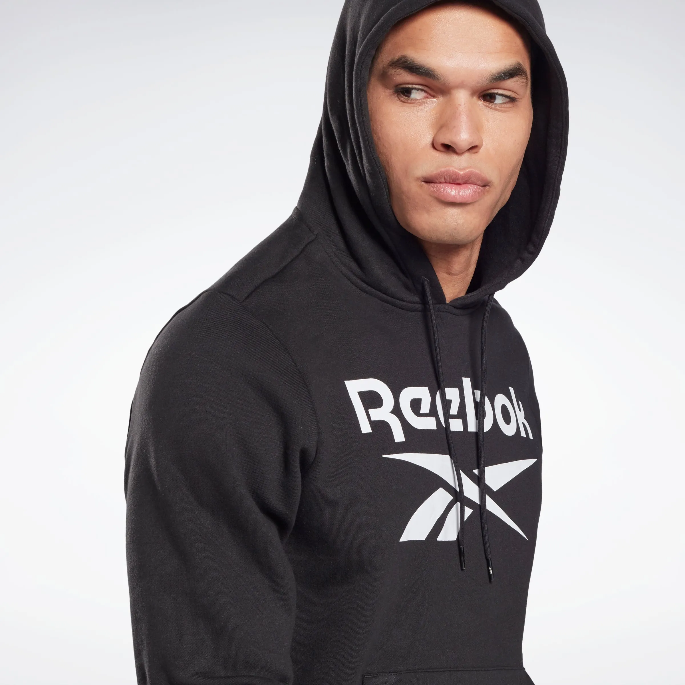 Reebok Apparel Men Reebok Identity Fleece Hoodie Black/White sold by Reebok product image thumbnail 4