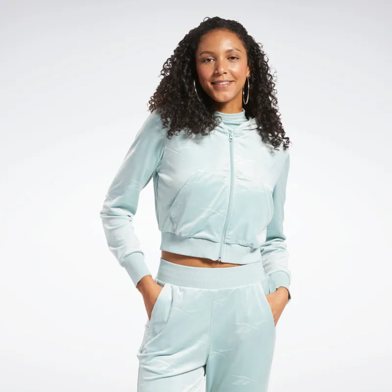 Reebok Apparel Women Classics Energy Q4 Velour Zip-Up Sweatshirt Seagry sold by Reebok