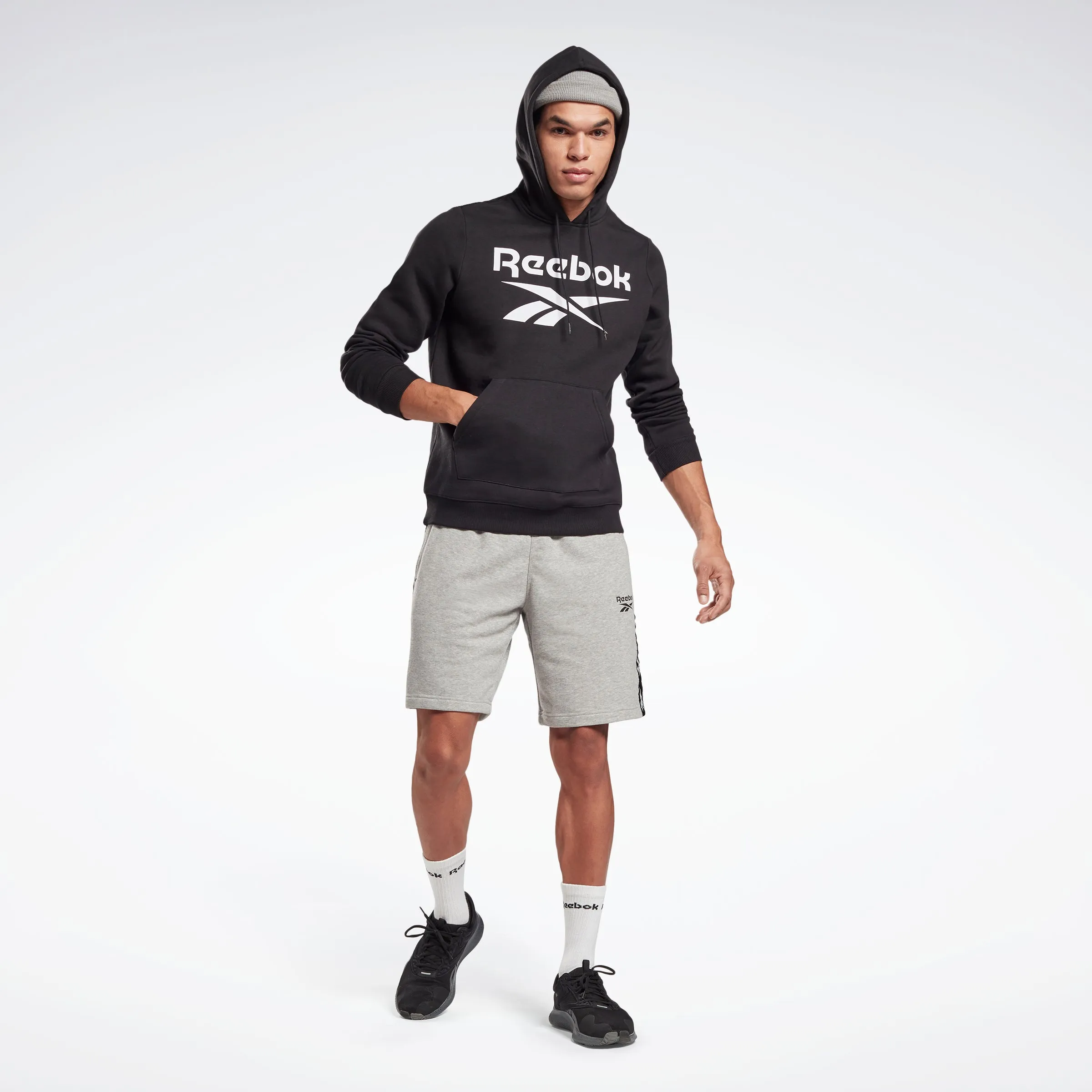Reebok Apparel Men Reebok Identity Fleece Hoodie Black/White sold by Reebok product image thumbnail 2