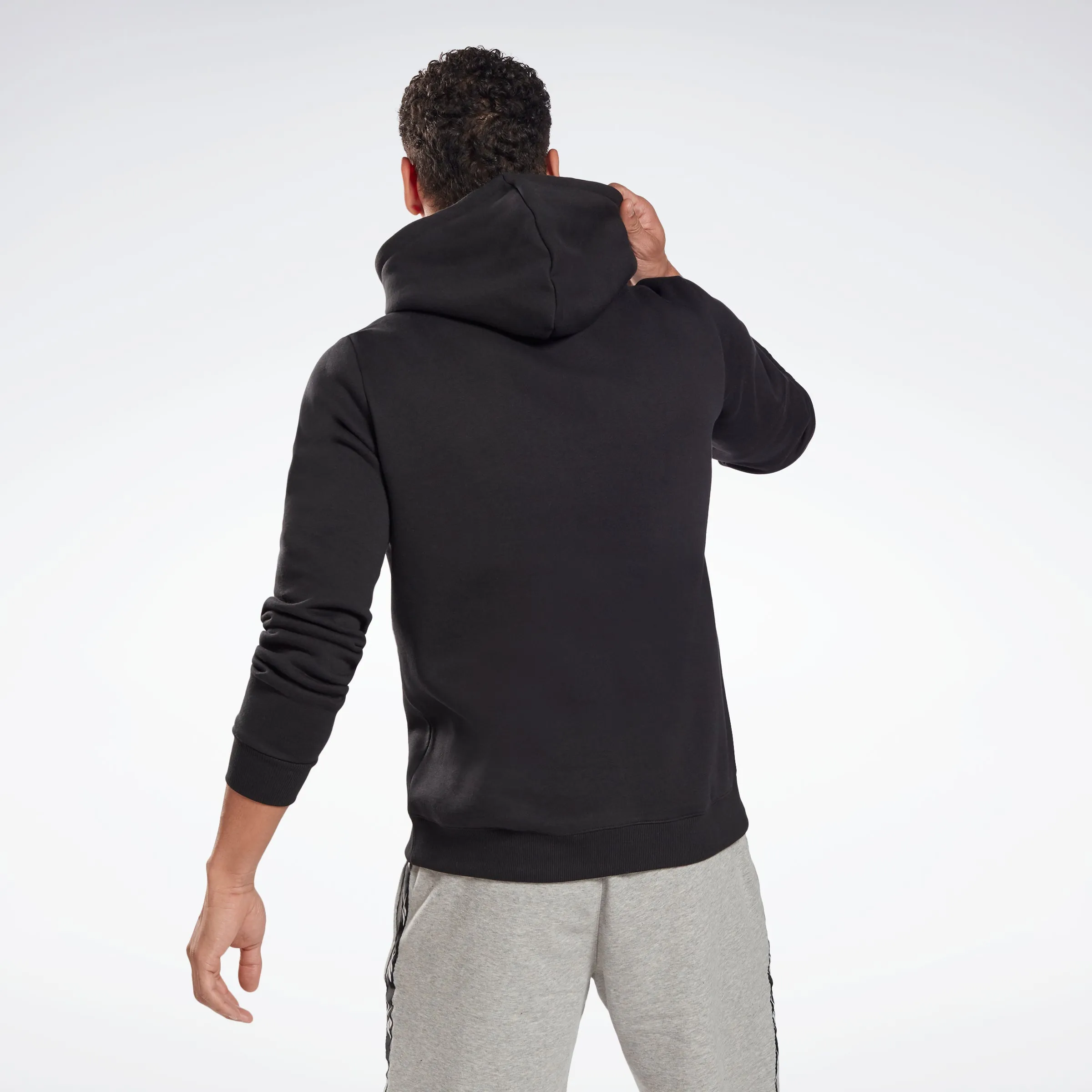 Reebok Apparel Men Reebok Identity Fleece Hoodie Black/White sold by Reebok product image thumbnail 3