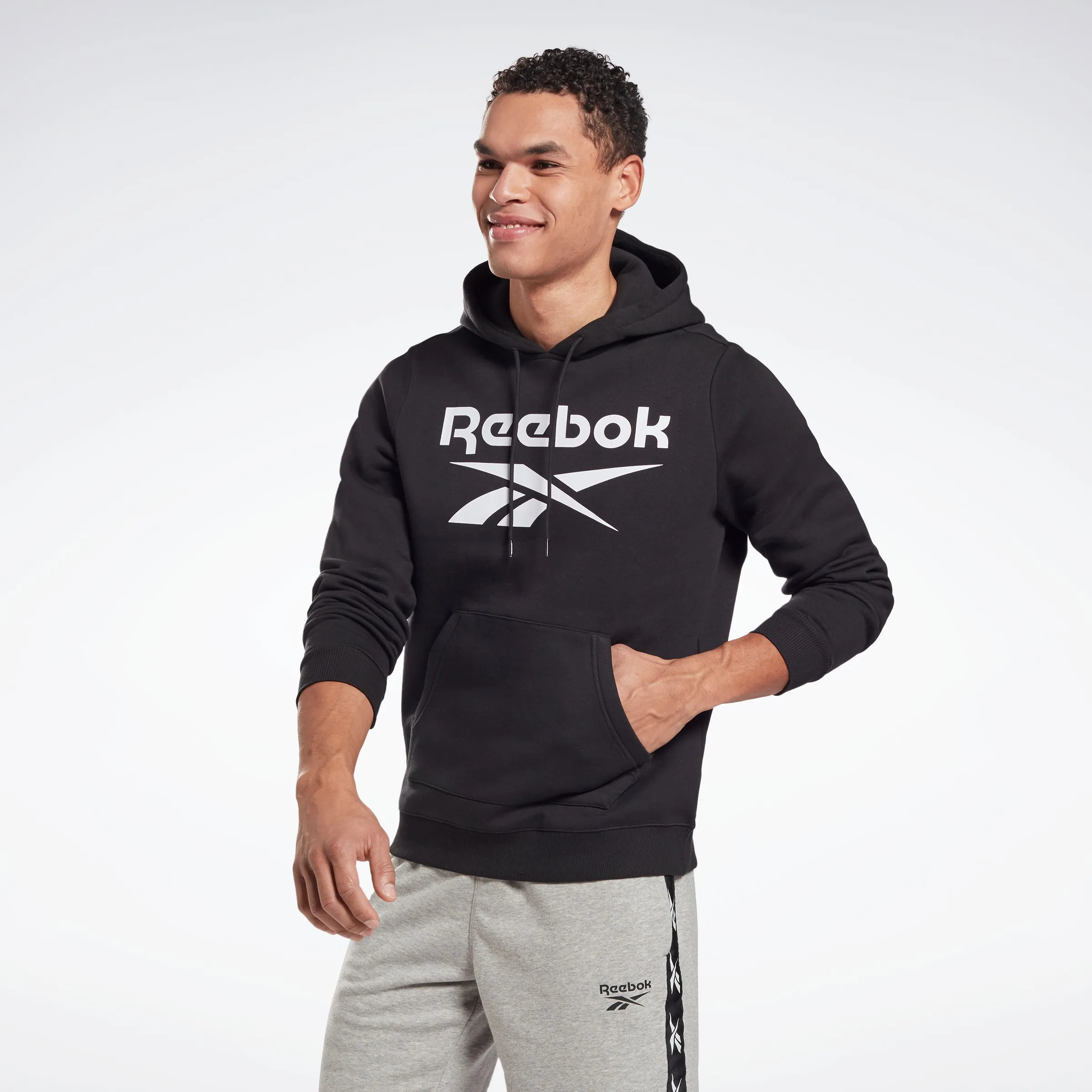 Reebok Apparel Men Reebok Identity Fleece Hoodie Black/White sold by Reebok