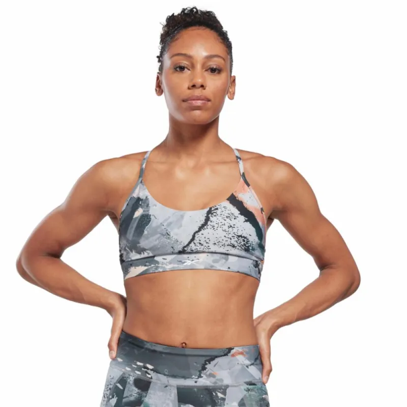 Reebok Apparel Women Lux Strappy Allover Print Bold Bra PUGRY3 sold by Reebok