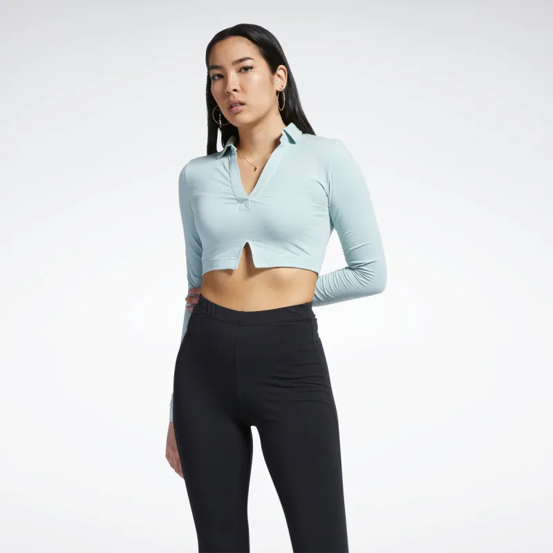 Reebok Apparel Women Classics Long Sleeve Polo Shirt Top Seagry made by Reebok