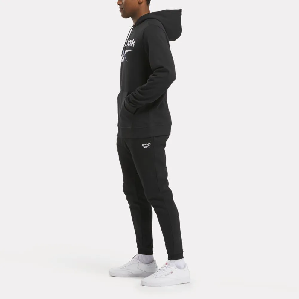 Reebok Apparel Men Reebok Identity Fleece Stacked Logo Pullover Hoodie BLACK/BOUNDLESS BLUE sold by Reebok product image thumbnail 2