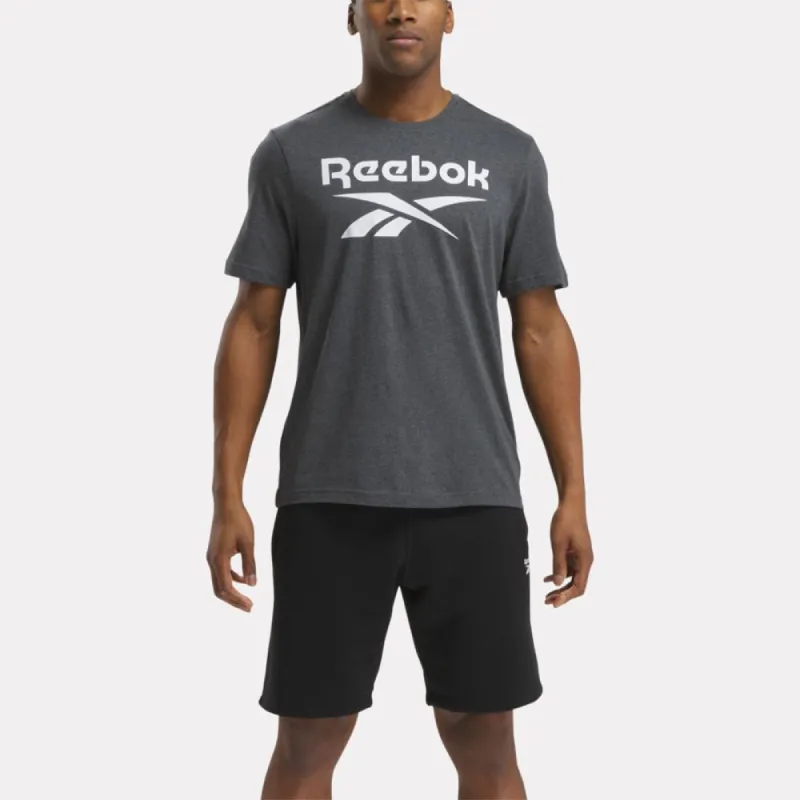 Reebok Apparel Men Reebok Identity Big Stacked Logo T-Shirt DARK GREY HEATHER sold by Reebok