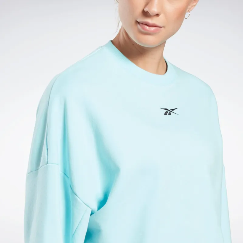 Reebok Apparel Women Studio Cropped French Terry Crew Sweatshirt Digglw made by Reebok