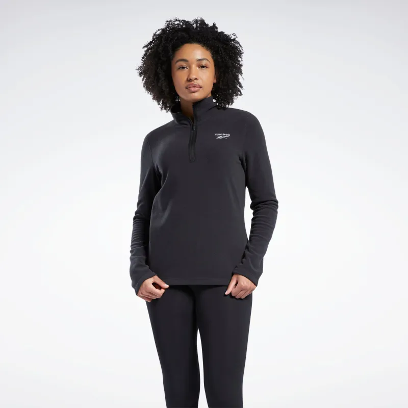 Reebok Apparel Women Outerwear Fleece Quarter-Zip Jacket Black made by Reebok
