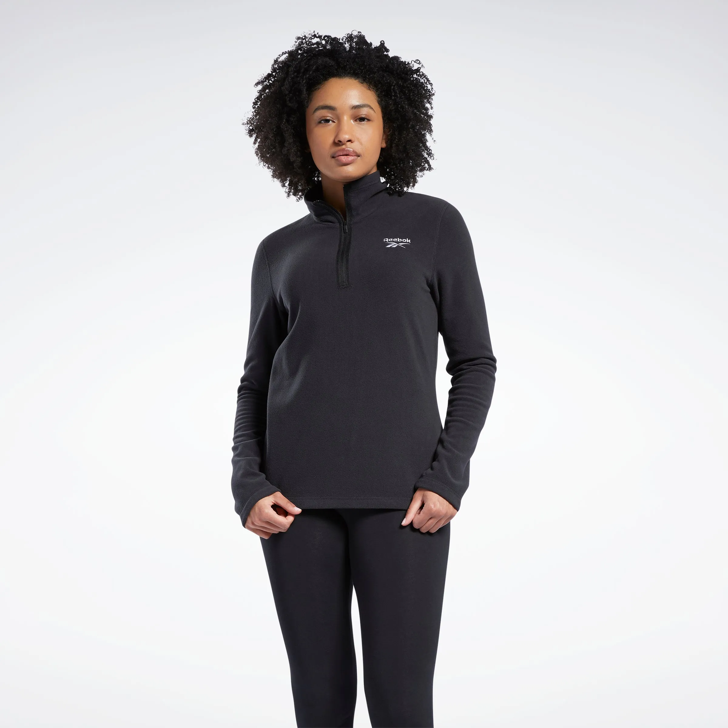Reebok Apparel Women Outerwear Fleece Quarter-Zip Jacket Black sold by Reebok
