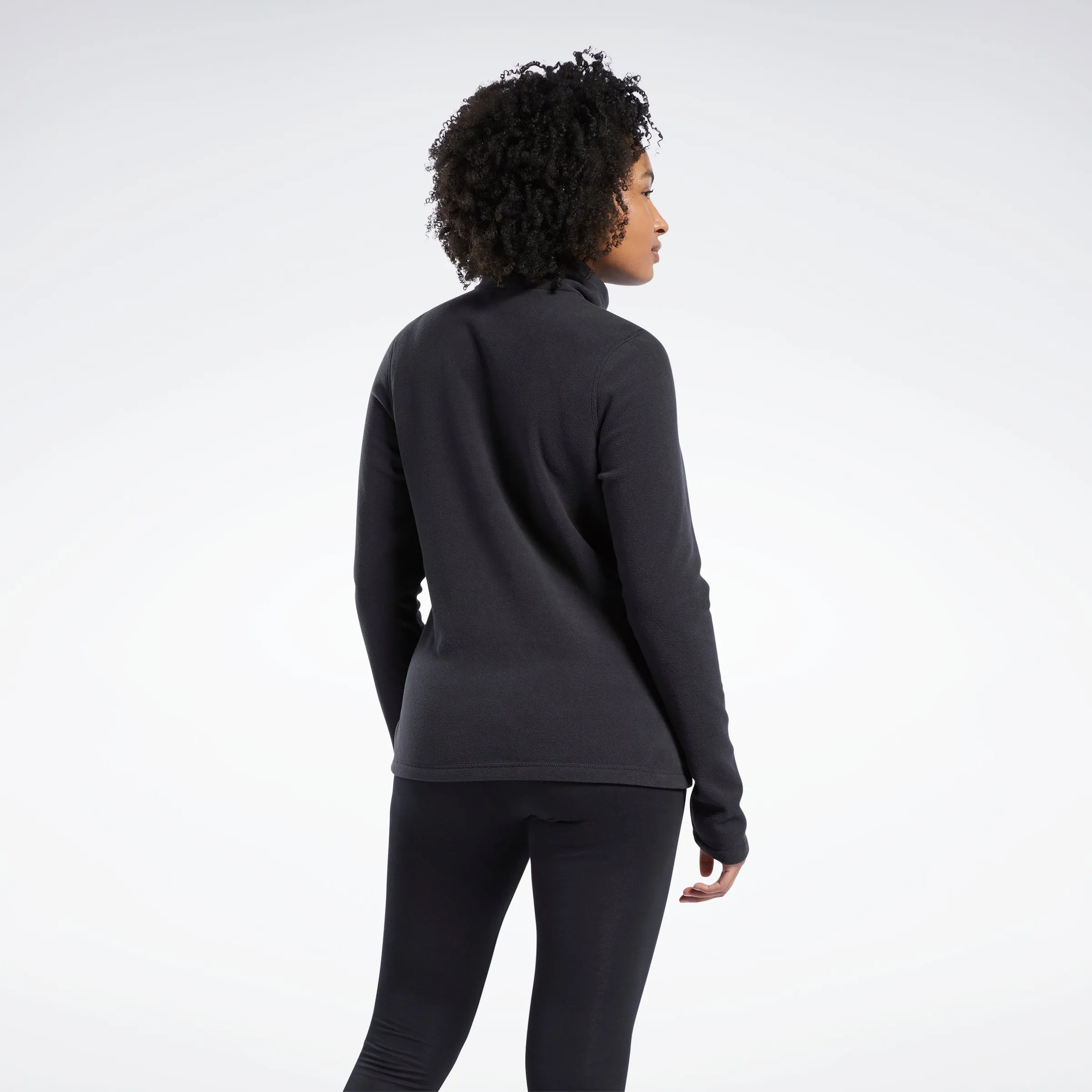 Reebok Apparel Women Outerwear Fleece Quarter-Zip Jacket Black sold by Reebok product image thumbnail 3