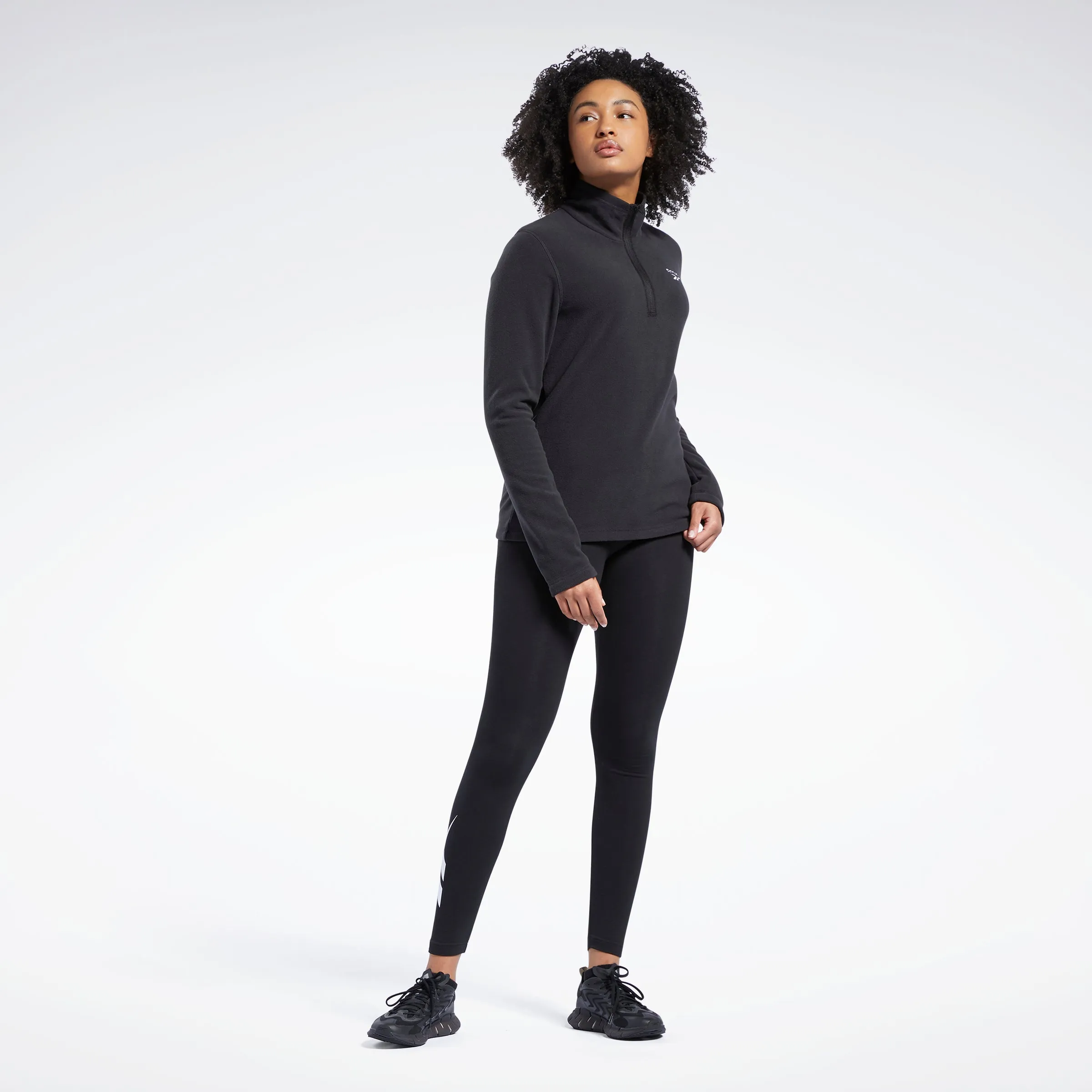 Reebok Apparel Women Outerwear Fleece Quarter-Zip Jacket Black sold by Reebok product image thumbnail 2