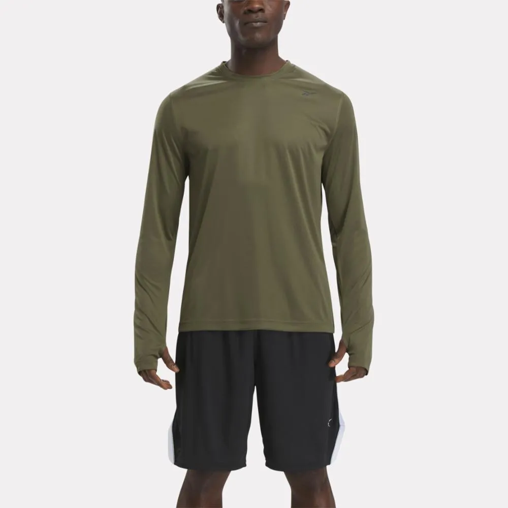 Reebok Apparel Men Training Long Sleeve Tech T-Shirt ARMY GREEN sold by Reebok