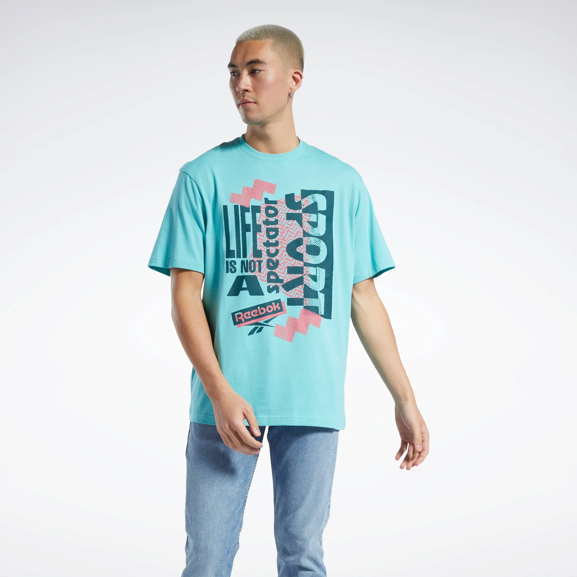 Reebok Apparel Men Graphic Series Spectator Sport Vibe T-Shirt Semi Classic Teal sold by Reebok