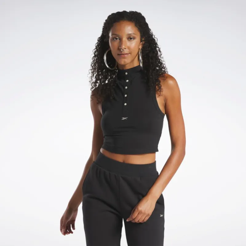 Reebok Apparel Women Reebok Classics Cropped Fitted Jersey Tank Top BLACK sold by Reebok
