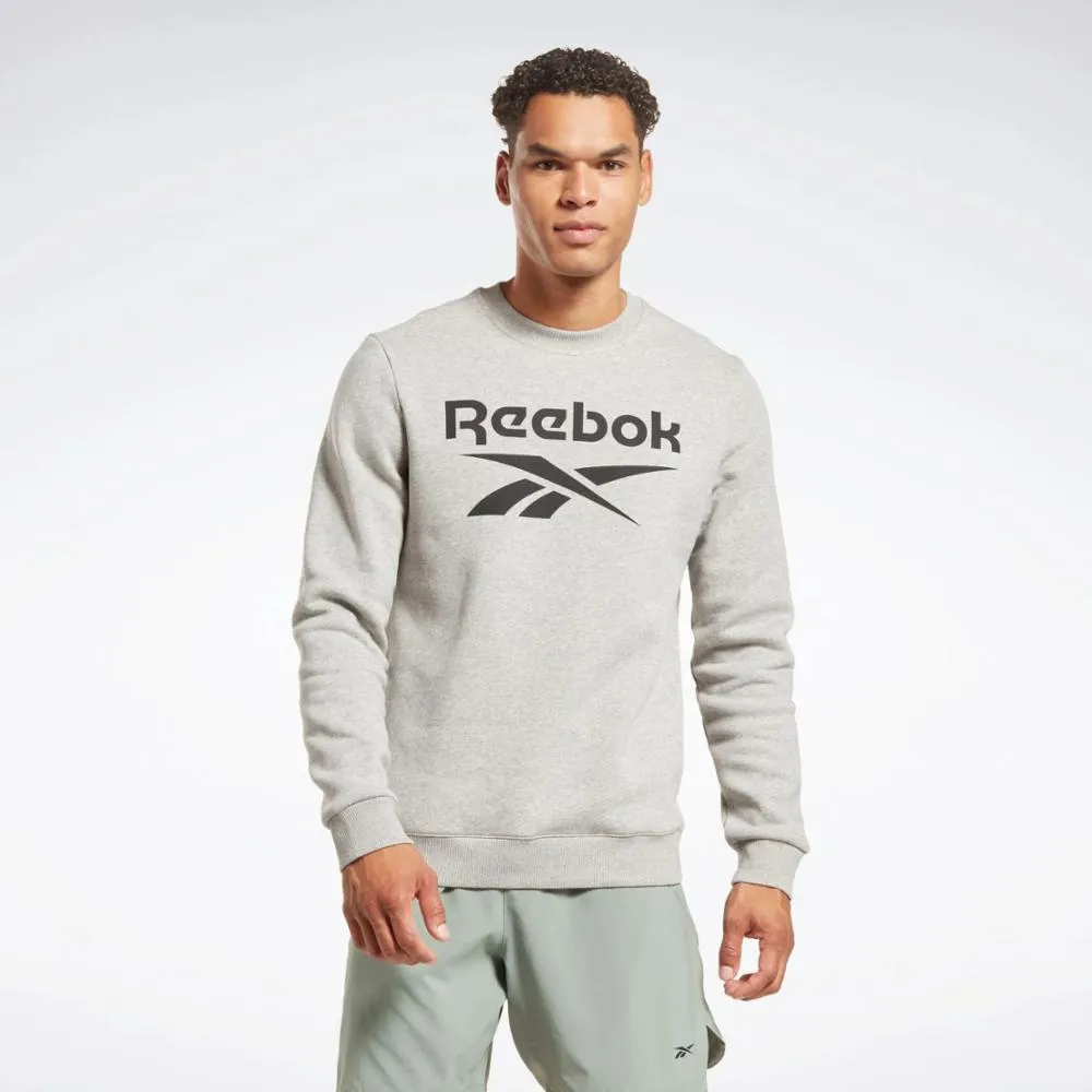 Reebok Apparel Men Reebok Identity Fleece Stacked Logo Sweatshirt MEDIUM GREY HEATHER sold by Reebok