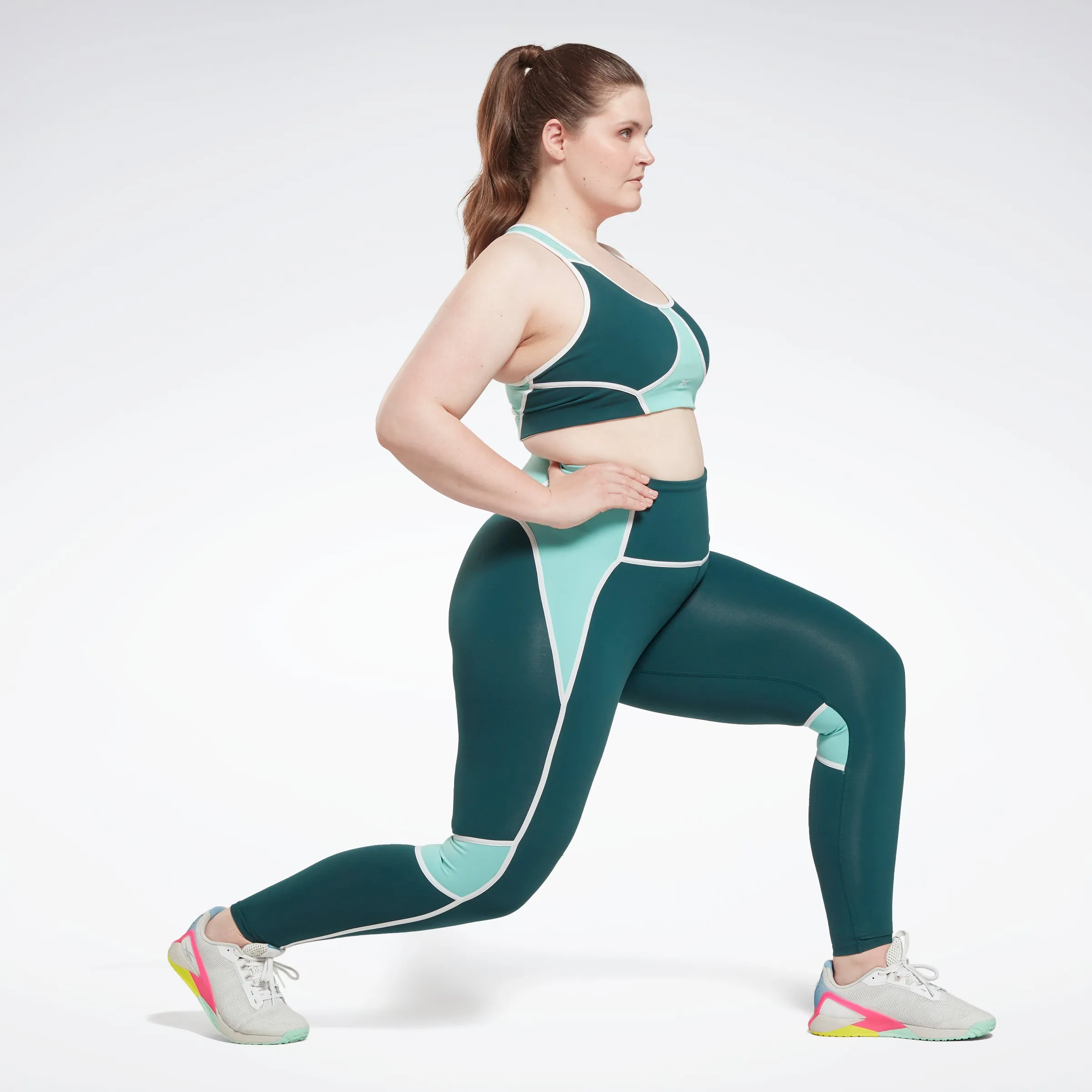 Reebok Apparel Women Lux High-Waisted Colorblock Leggings (Plus Size) Forgrn sold by Reebok product image thumbnail 2