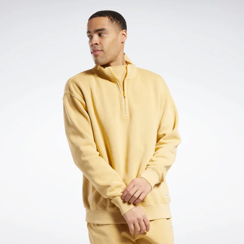 Reebok Apparel Men Classics Natural Dye Quarter-Zip Sweatshirt Bright Ochre sold by Reebok