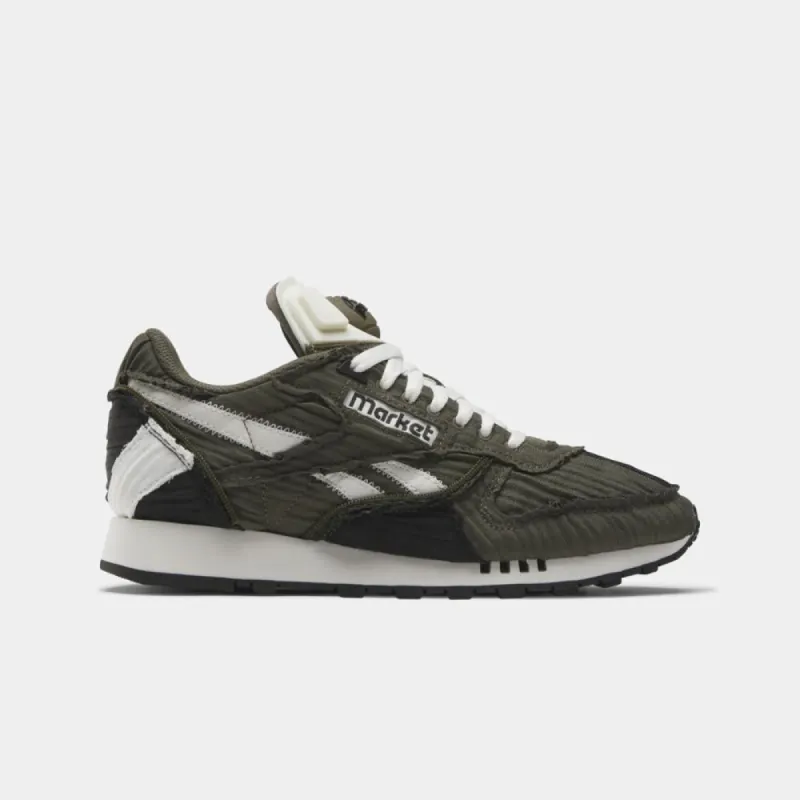 Reebok Footwear Men MARKET Classic Leather Pump Shoes ARMGRN/CBLACK/CHALK sold by Reebok