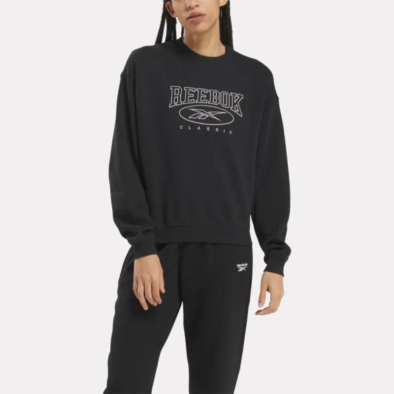 Reebok Apparel Women Archive Evolution Crew Sweatshirt BLACK made by Reebok