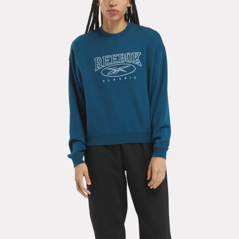 Reebok Apparel Women Archive Evolution Crew Sweatshirt ESCAPE BLUE made by Reebok