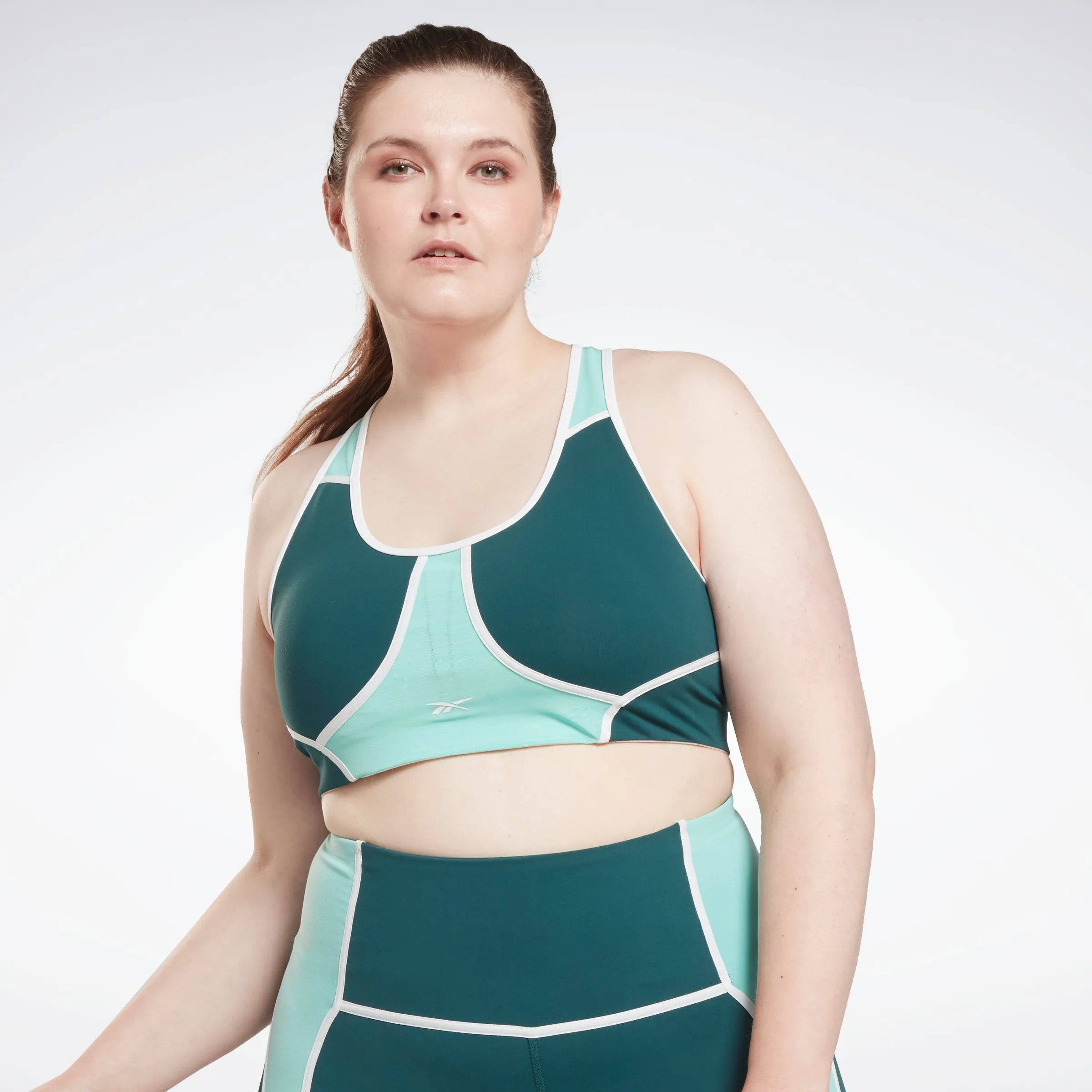 Reebok Apparel Women Lux Racer Colorblocked Padded Bra (Plus Size) Forgrn sold by Reebok