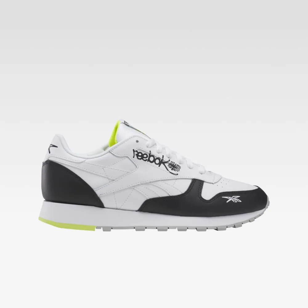 Reebok Footwear Men Classic Leather Shoes CBLACK/FTWWHT/ACIYEL sold by Reebok