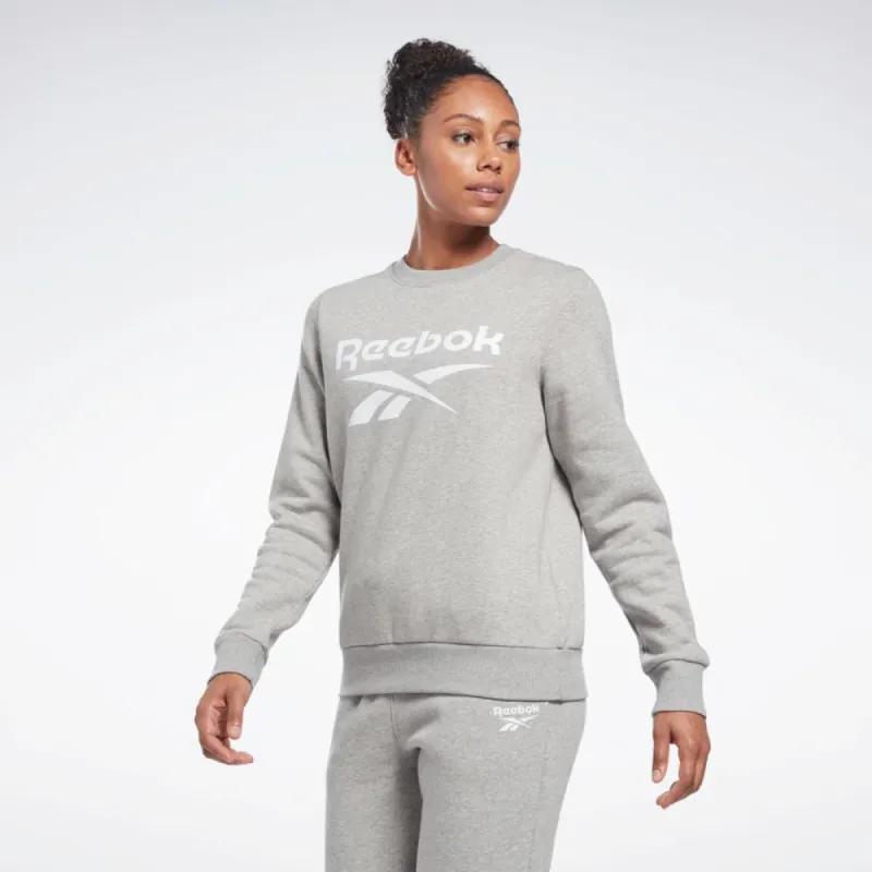 Reebok Apparel Women Reebok Identity Big Logo Fleece Crew Sweatshirt MEDIUM GREY HEATHER made by Reebok