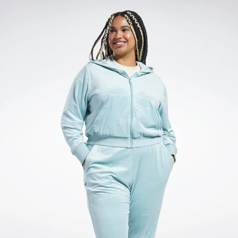 Reebok Apparel Women Classics Energy Q4 Velour Zip-Up Sweatshirt (Plus Size) Seagry made by Reebok