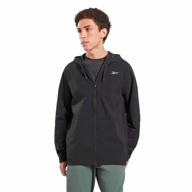 Reebok Apparel Men Performance Woven Zip-Up Jacket BLACK sold by Reebok
