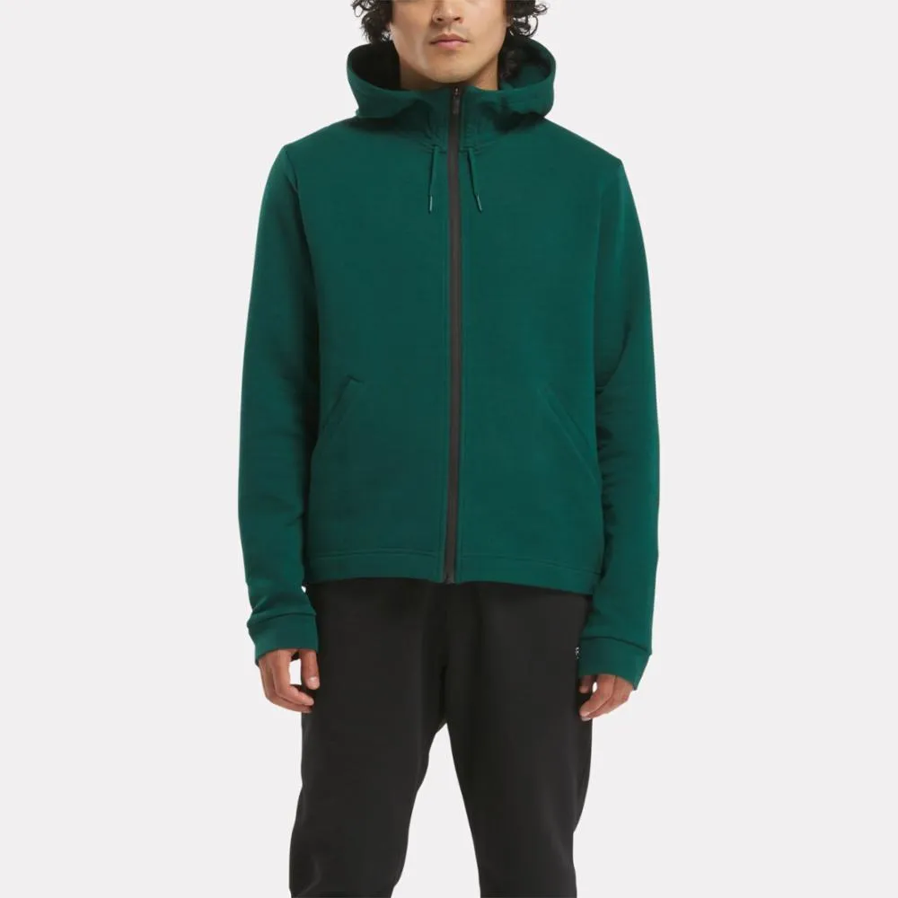 Reebok Apparel Men Active Collective DREAMBLEND Full-Zip Hoodie COLLEGIATE GREEN sold by Reebok