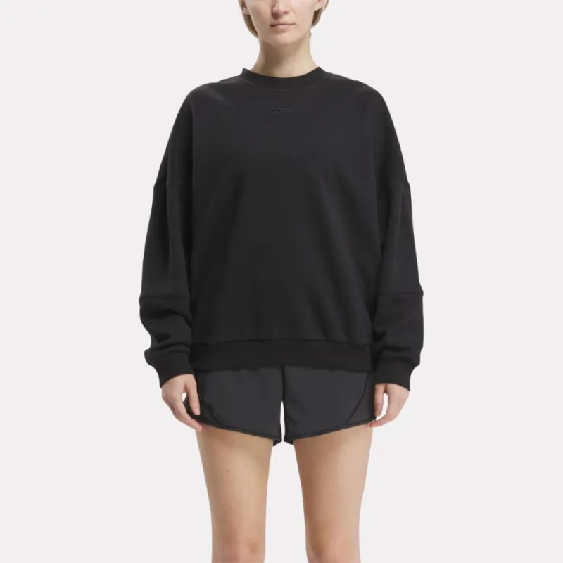 Reebok Apparel Women Lux Oversized Crew BLACK made by Reebok