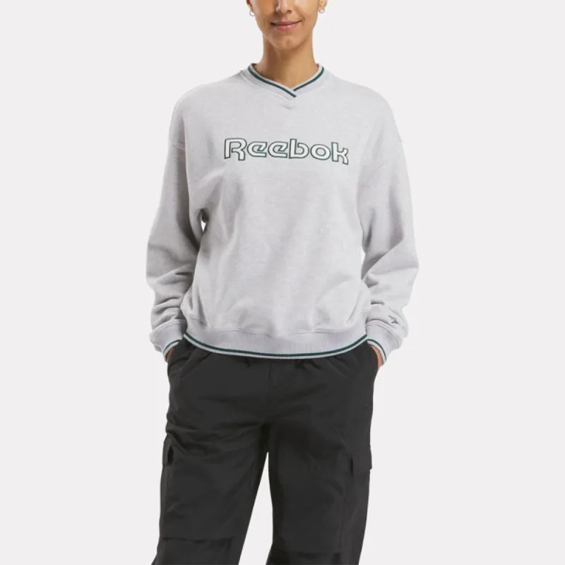 Reebok Apparel Women Team Crew Sweatshirt LIGHT GREY HEATHER sold by Reebok