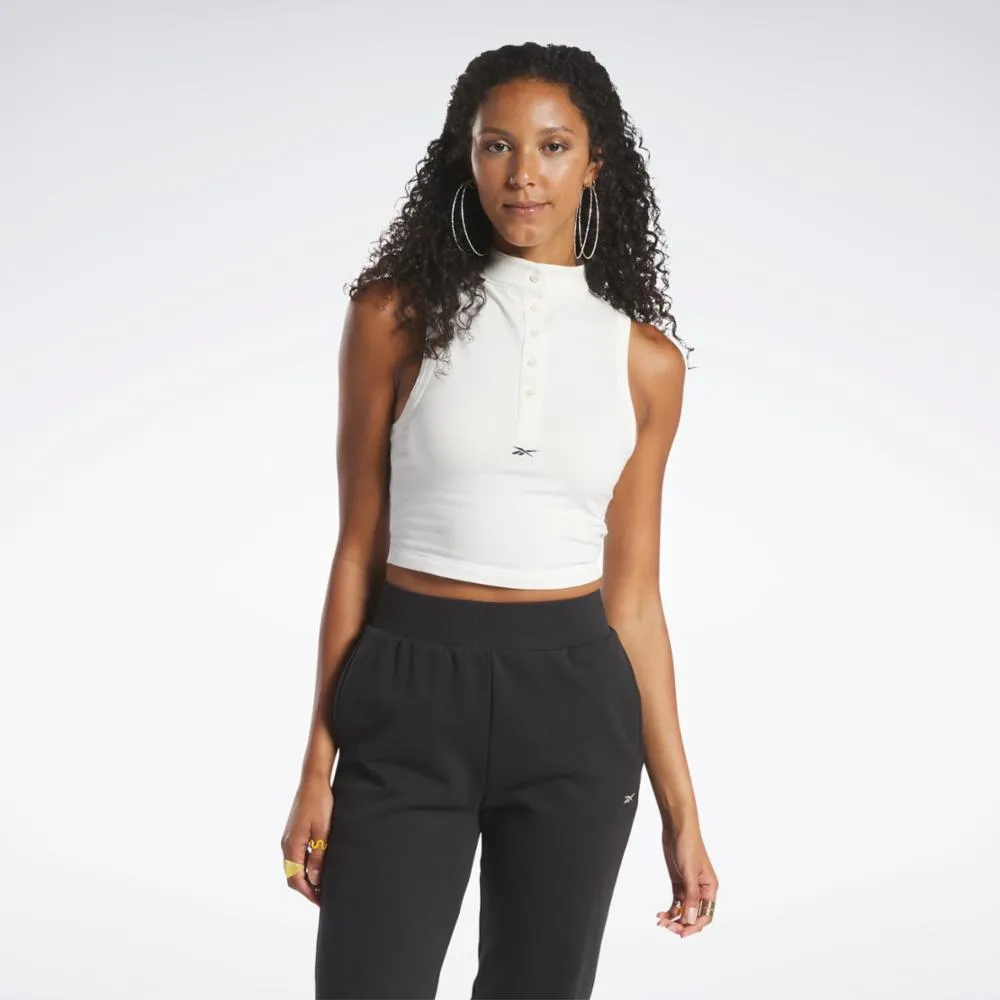 Reebok Apparel Women Reebok Classics Cropped Fitted Jersey Tank Top CHALK sold by Reebok