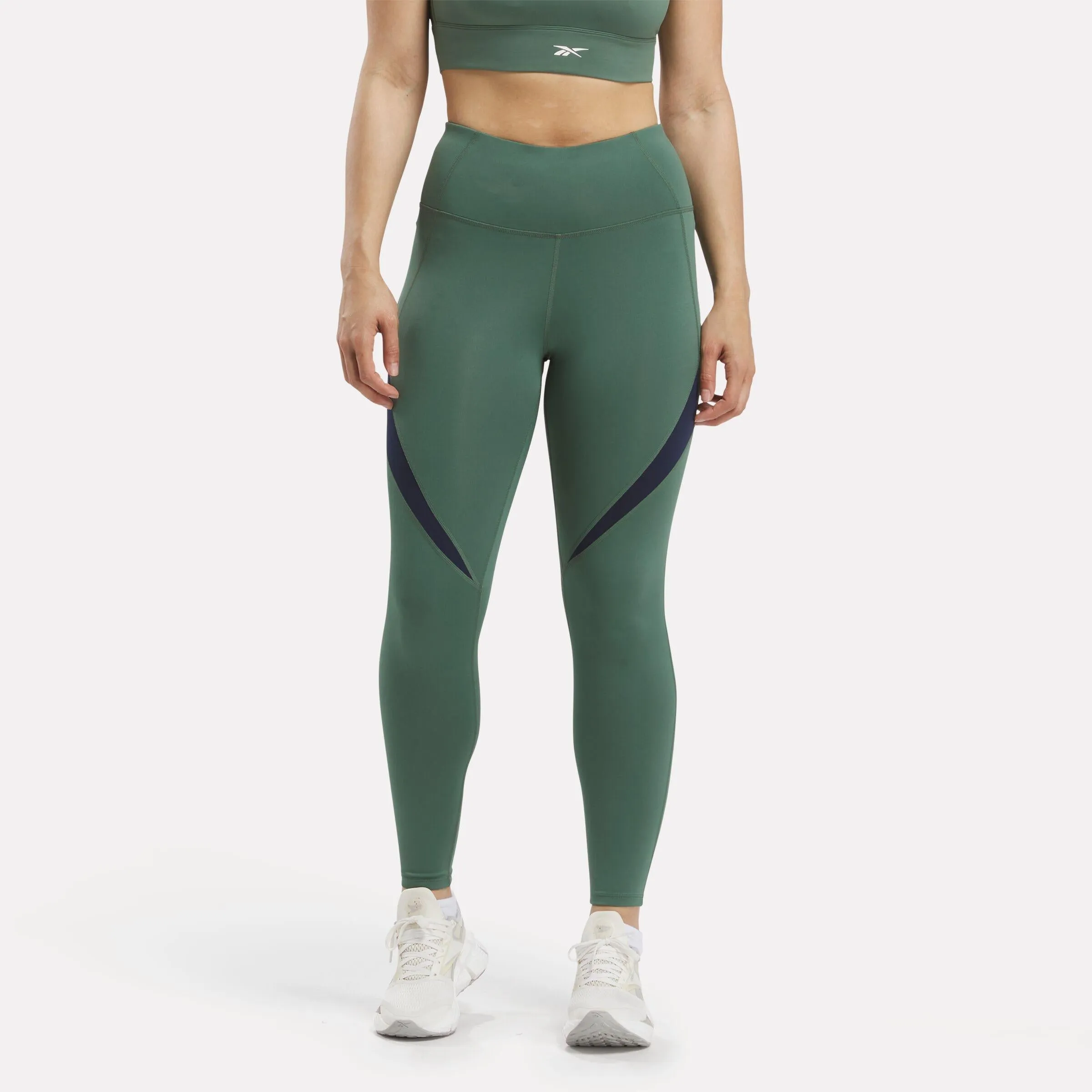 Reebok Apparel Women ID Train Colorblock Leggings ESCAPE GREEN sold by Reebok