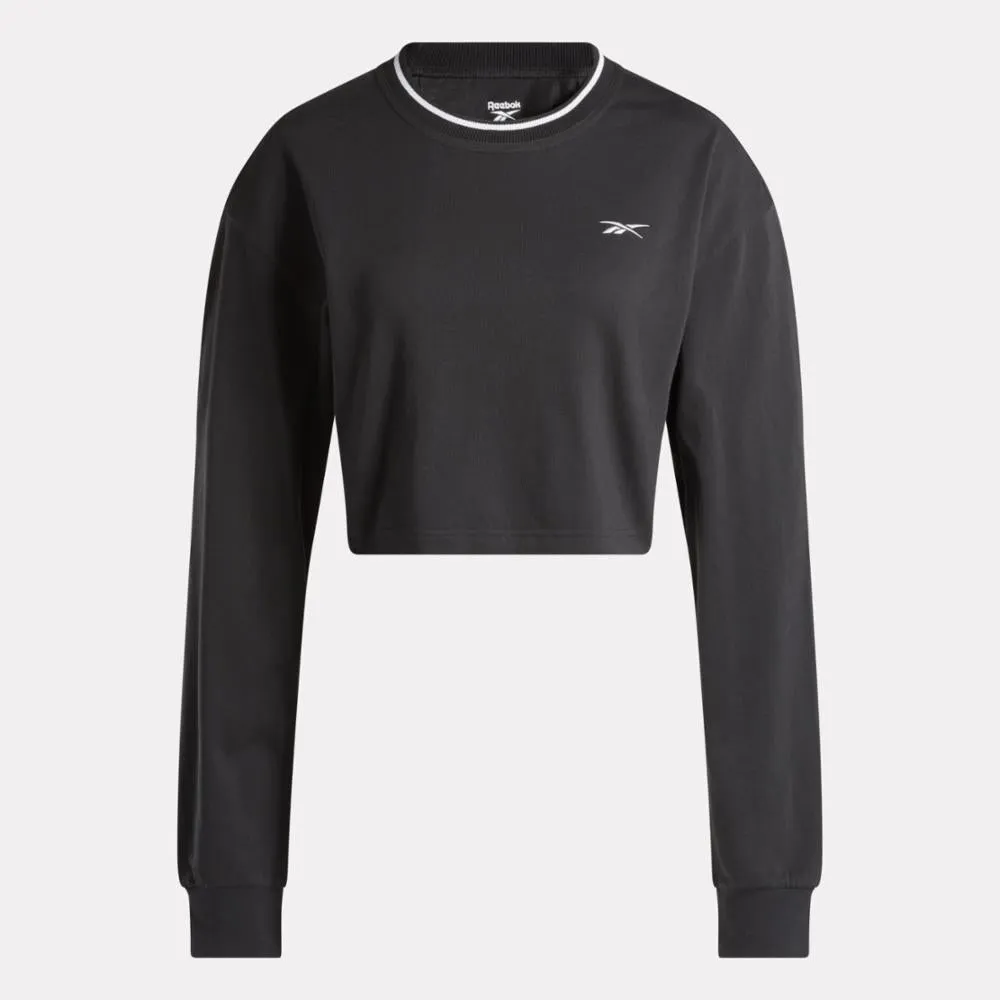 Reebok Apparel Women Team Long Sleeve Crop Top BLACK sold by Reebok product image thumbnail 4