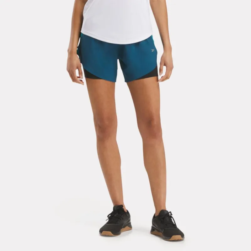 Reebok Apparel Women Running Two-in-One Shorts ESCAPE BLUE sold by Reebok