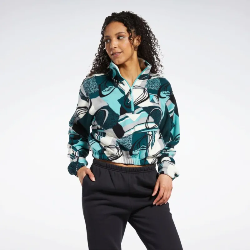 Reebok Apparel Women Classic Winter All Over Print Half-Zip Sweater SECLTE made by Reebok