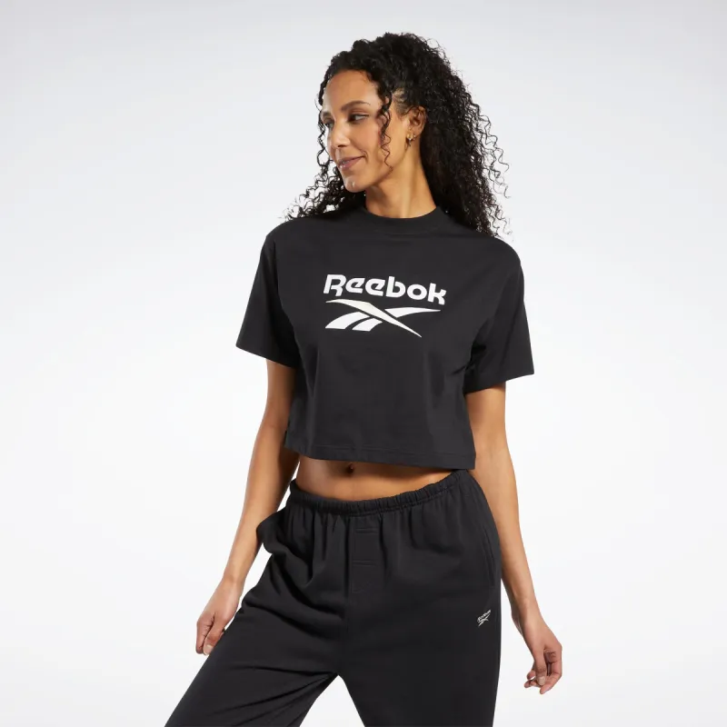 Reebok Apparel Women Classics Big Logo Crop T-Shirt BLACK sold by Reebok