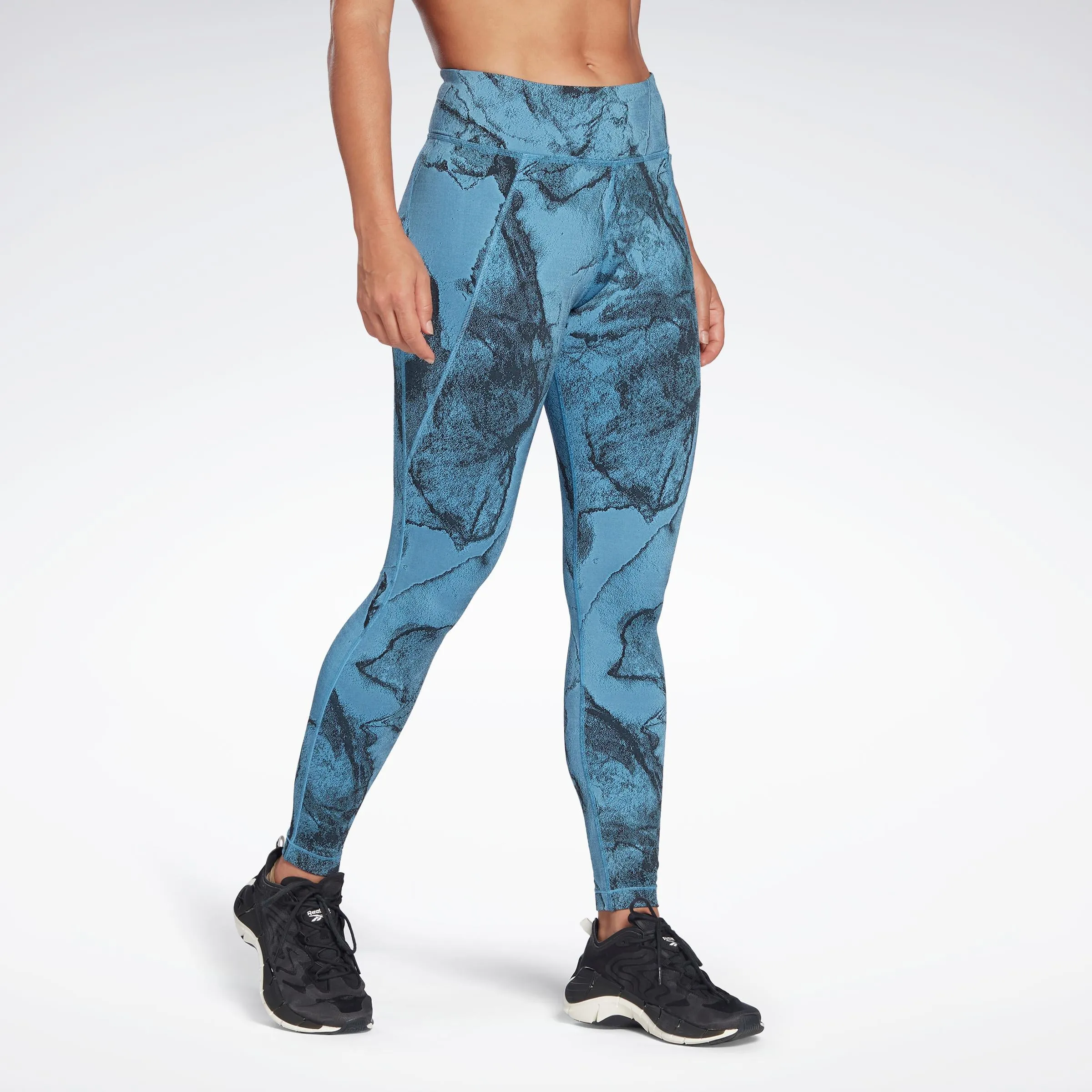 Reebok Apparel Women Lux Jacquard Leggings ESSBLU sold by Reebok