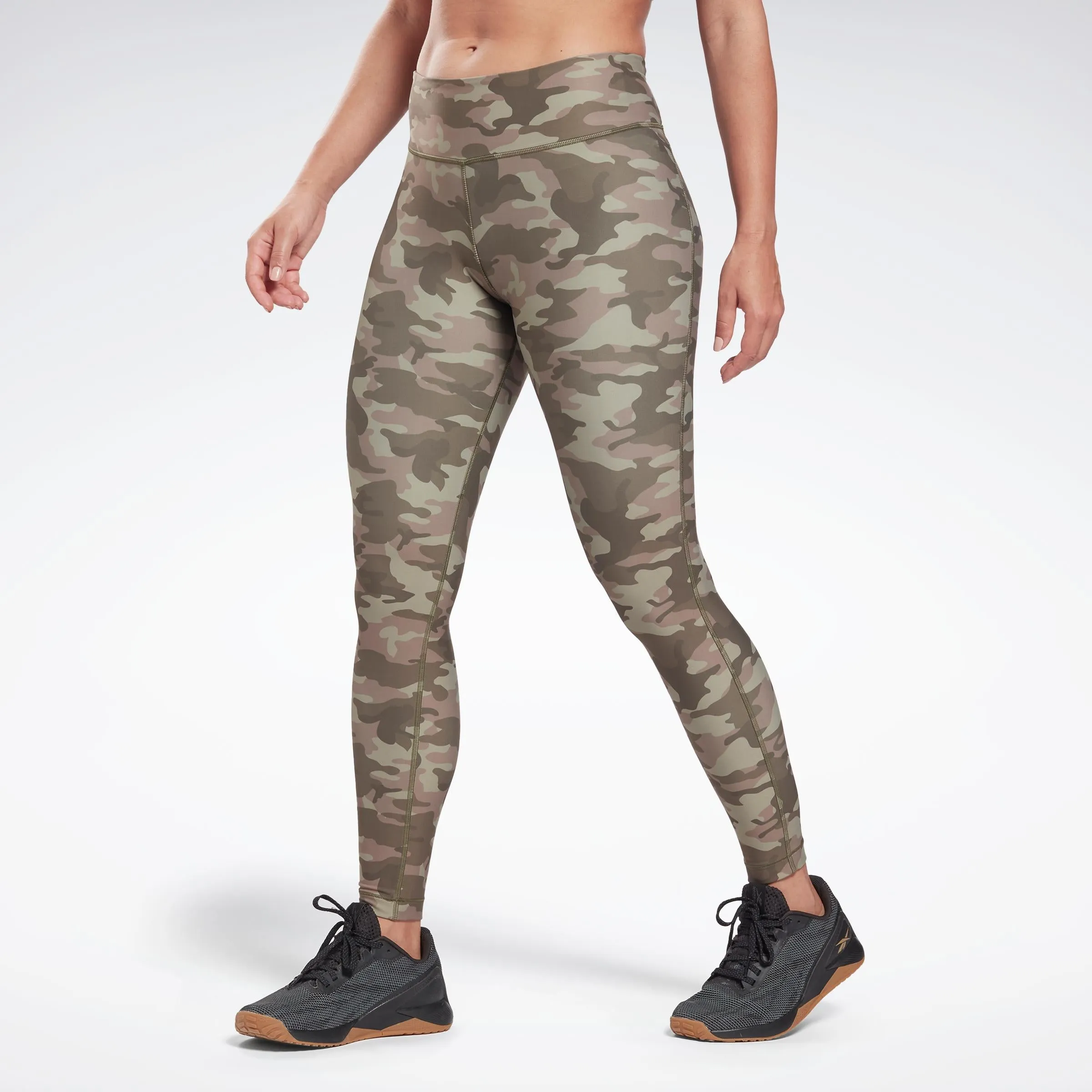 Reebok Apparel Women Lux Bold Camo Print Leggings ARMGRN sold by Reebok